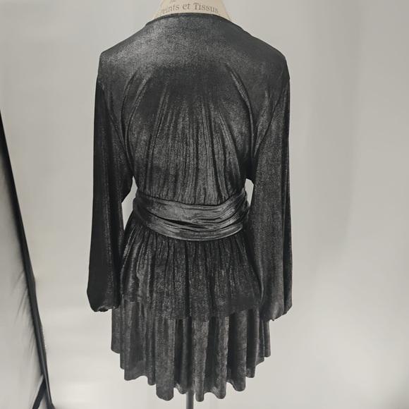 Zara metallic ruffle dress grey short layers princess cut puffy flatteri… - Picture 11 of 16